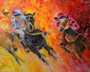 Pintura titulada "Horse Racing 07" por Miki De Goodaboom, Obra de arte original, Acrílico