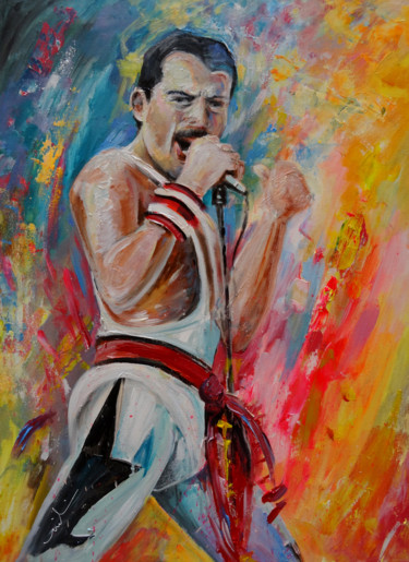 Painting titled "Freddie Mercury 03" by Miki De Goodaboom, Original Artwork, Acrylic