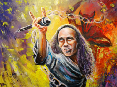 Schilderij getiteld "Ronnie James Dio" door Miki De Goodaboom, Origineel Kunstwerk, Acryl