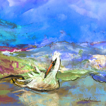 Pittura intitolato "Pelican From The Do…" da Miki De Goodaboom, Opera d'arte originale, Acrilico