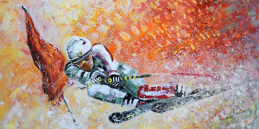 Painting titled "Skiing 07" by Miki De Goodaboom, Original Artwork, Acrylic