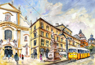 Painting titled "Budapest Town 01" by Miki De Goodaboom, Original Artwork, Watercolor