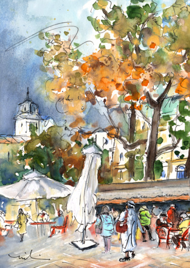 Painting titled "Budapest Town 03" by Miki De Goodaboom, Original Artwork, Watercolor