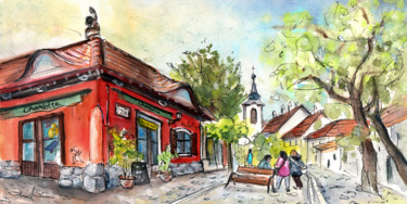 Pittura intitolato "Szentendre 01" da Miki De Goodaboom, Opera d'arte originale, Acquarello