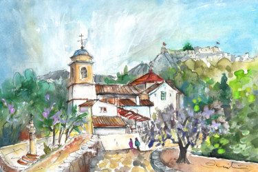 Schilderij getiteld "Church In Xativa" door Miki De Goodaboom, Origineel Kunstwerk, Aquarel