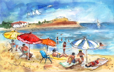 Painting titled "Mazarron Beach 04" by Miki De Goodaboom, Original Artwork, Gouache