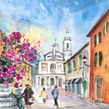 Painting titled "Bergamo Lower Town…" by Miki De Goodaboom, Original Artwork, Watercolor