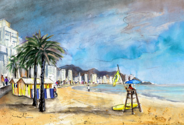 Pintura intitulada "Benidorm Levante" por Miki De Goodaboom, Obras de arte originais, Aquarela