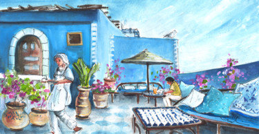 Pintura intitulada "Breakfast In Essaou…" por Miki De Goodaboom, Obras de arte originais, Guache