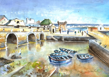 Peinture intitulée "Essaouira Harbour 02" par Miki De Goodaboom, Œuvre d'art originale, Gouache