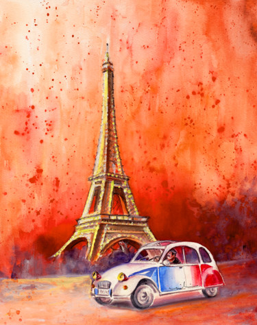 Pintura titulada "Paris Authentic" por Miki De Goodaboom, Obra de arte original, Acuarela