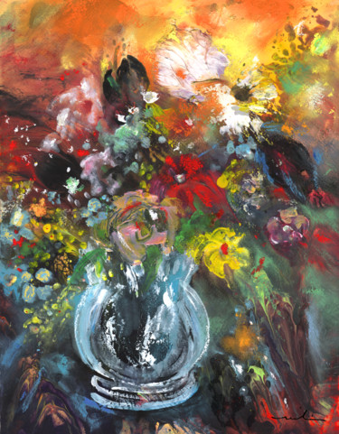 Pittura intitolato "Wild Flowers In A G…" da Miki De Goodaboom, Opera d'arte originale, Acrilico