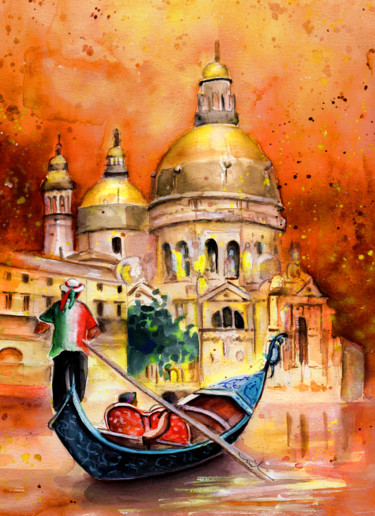 Painting titled "Venice Authentic" by Miki De Goodaboom, Original Artwork, Watercolor