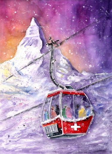 Painting titled "Matterhorn Authentic" by Miki De Goodaboom, Original Artwork, Watercolor