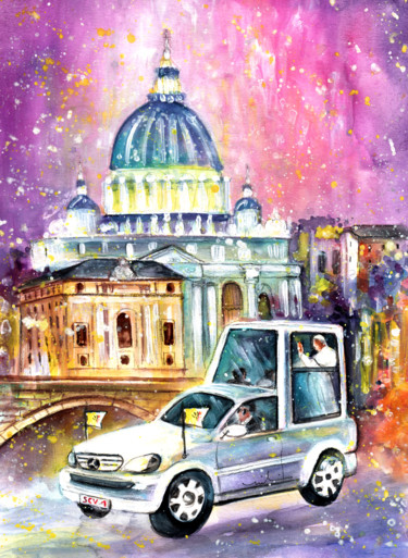 Painting titled "Vatican Authentic" by Miki De Goodaboom, Original Artwork, Watercolor