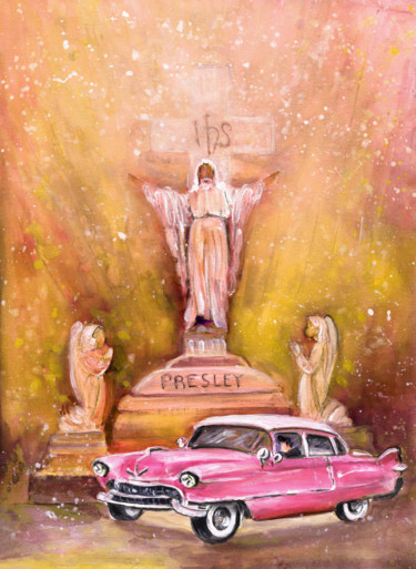 Malerei mit dem Titel "Graceland Authentic" von Miki De Goodaboom, Original-Kunstwerk, Aquarell