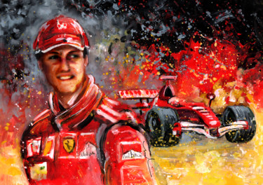 Painting titled "Michael Schumacher" by Miki De Goodaboom, Original Artwork, Gouache