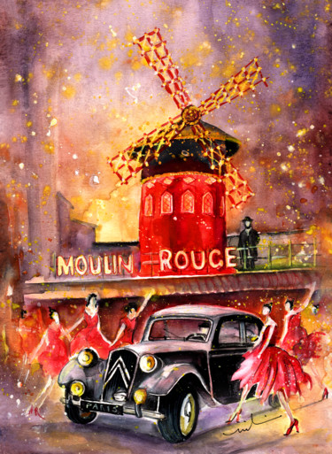 Painting titled "Moulin Rouge Authen…" by Miki De Goodaboom, Original Artwork, Watercolor