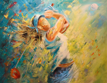 Painting titled "Golf Passion" by Miki De Goodaboom, Original Artwork, Acrylic