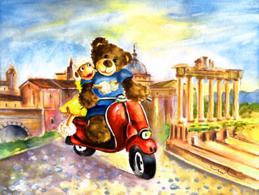 Painting titled "Holiday In Rome" by Miki De Goodaboom, Original Artwork, Watercolor
