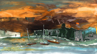 Painting titled "Sunset 57" by Miki De Goodaboom, Original Artwork, Gouache