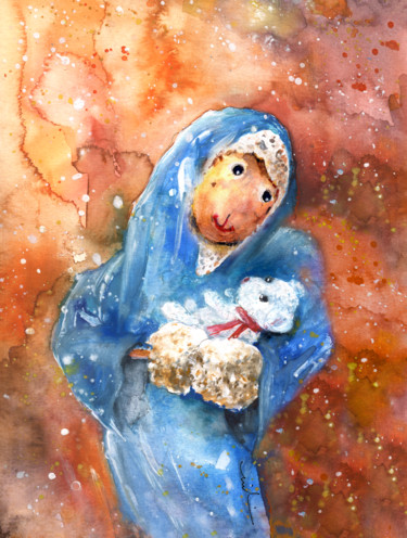 Painting titled "The Nativity Accord…" by Miki De Goodaboom, Original Artwork, Watercolor