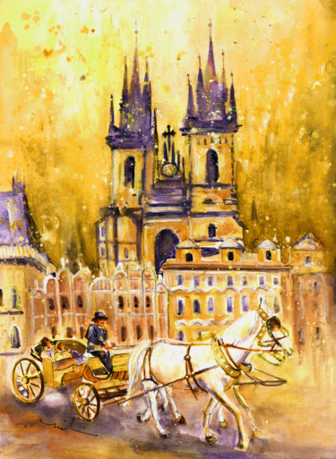Painting titled "Prague Authentic 02" by Miki De Goodaboom, Original Artwork, Watercolor