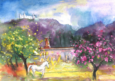 Pintura intitulada "The Unicorn Of Turre" por Miki De Goodaboom, Obras de arte originais, Aquarela