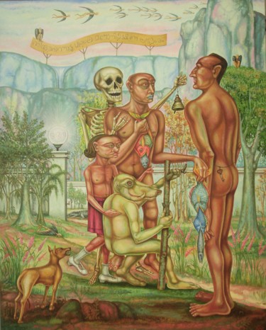 Painting titled "man visiting uncle…" by Gopikrishna, Original Artwork