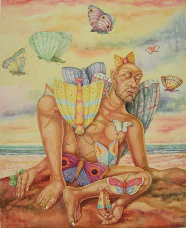 Painting titled "moth-man,watercolor…" by Gopikrishna, Original Artwork