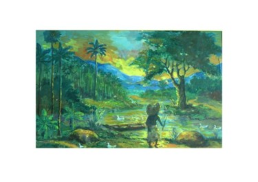 Картина под названием "OIL ON CANVAS" - Gopakumar Velayudhanpillai, Подлинное произведение искусства