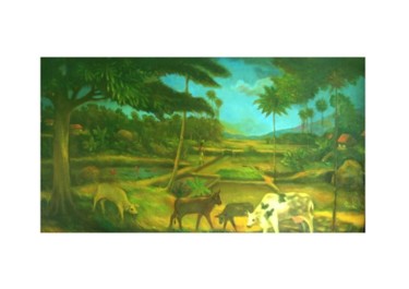 Pittura intitolato "OIL ON CANVAS" da Gopakumar Velayudhanpillai, Opera d'arte originale
