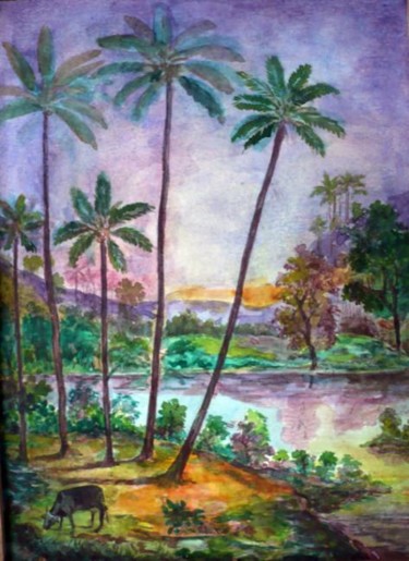 Pittura intitolato "WATERCOLOR" da Gopakumar Velayudhanpillai, Opera d'arte originale