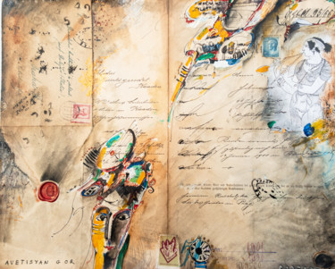 Collages getiteld "Letter" door Gor Avetisyan, Origineel Kunstwerk, Collages