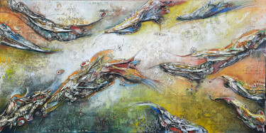 Painting titled "Rising Life I" by Gor Avetisyan, Original Artwork, Oil Mounted on Wood Stretcher frame
