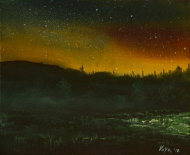 Malerei mit dem Titel "Night landscape 1" von Goran Vojinovic (VoG), Original-Kunstwerk, Öl