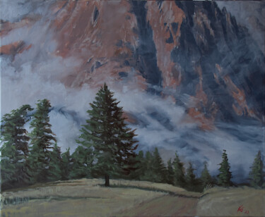 Картина под названием "Les Alpes 1" - Goran Vojinovic (VoG), Подлинное произведение искусства, Масло Установлен на Деревянна…