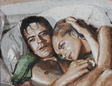 Painting titled "Alain Delon et Romy…" by Goran Vojinovic (VoG), Original Artwork, Oil