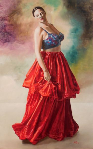 Painting titled "Amelia" by Goran Vojinovic (VoG), Original Artwork, Oil