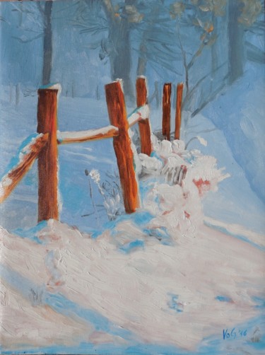 Painting titled "L'hiver" by Goran Vojinovic (VoG), Original Artwork, Oil