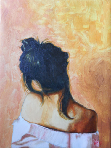 Peinture intitulée "la brunette" par Goran Vojinovic (VoG), Œuvre d'art originale, Huile