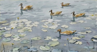 Peinture intitulée "Ducks" par Goran Žigolić (watercolors), Œuvre d'art originale, Aquarelle