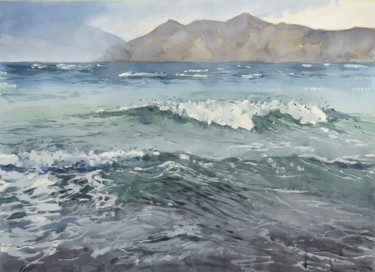 Painting titled "Stormy sea" by Goran Žigolić (watercolors), Original Artwork, Watercolor
