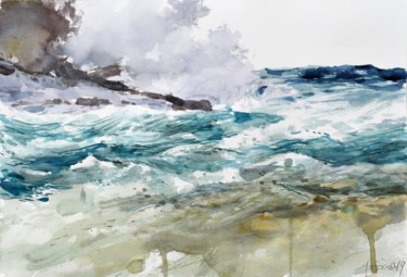 Painting titled "Breaking the waves 2" by Goran Žigolić (watercolors), Original Artwork, Watercolor