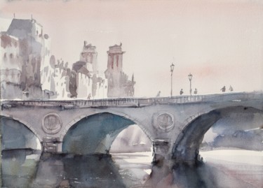 Ζωγραφική με τίτλο "Pont au Change, Not…" από Goran Žigolić (watercolors), Αυθεντικά έργα τέχνης, Ακουαρέλα