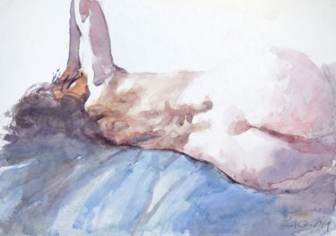 Painting titled "Nude back" by Goran Žigolić (watercolors), Original Artwork, Watercolor