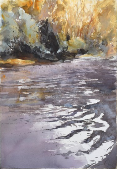 Картина под названием "Soleil d'automne (A…" - Goran Žigolić (watercolors), Подлинное произведение искусства, Акварель