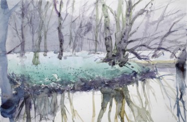 Peinture intitulée "dans la forêt (In t…" par Goran Žigolić (watercolors), Œuvre d'art originale, Aquarelle