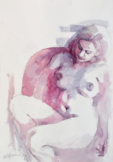 Schilderij getiteld "baignade ( bathing )" door Goran Žigolić (watercolors), Origineel Kunstwerk, Aquarel