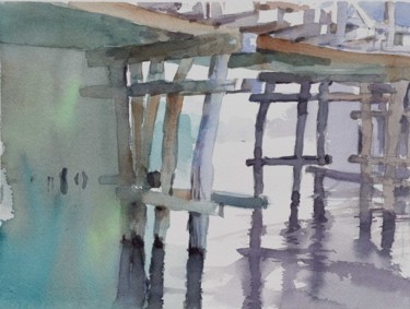 Painting titled "vieux pont (Old bri…" by Goran Žigolić (watercolors), Original Artwork, Watercolor